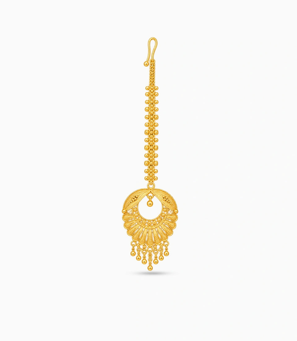 Gold Plated Royal Half-Moon Maang Tika