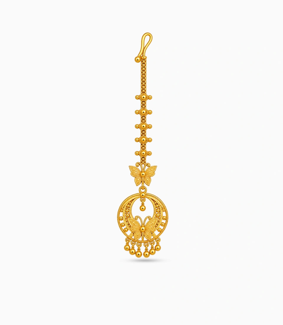 Gold Plated Dual Butterfly Maang Tika