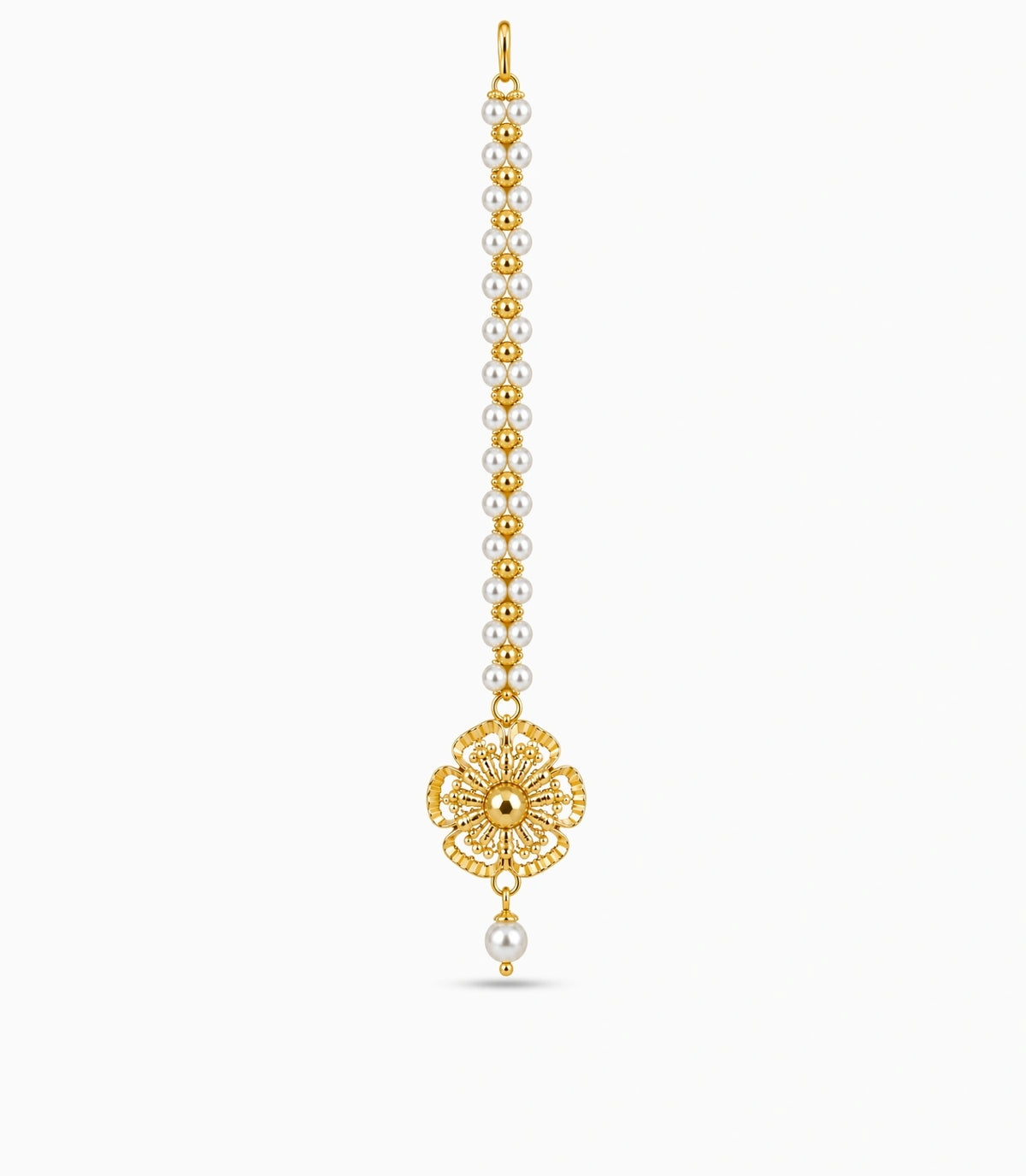Gold Plated Elegant Pearl Maang Tika