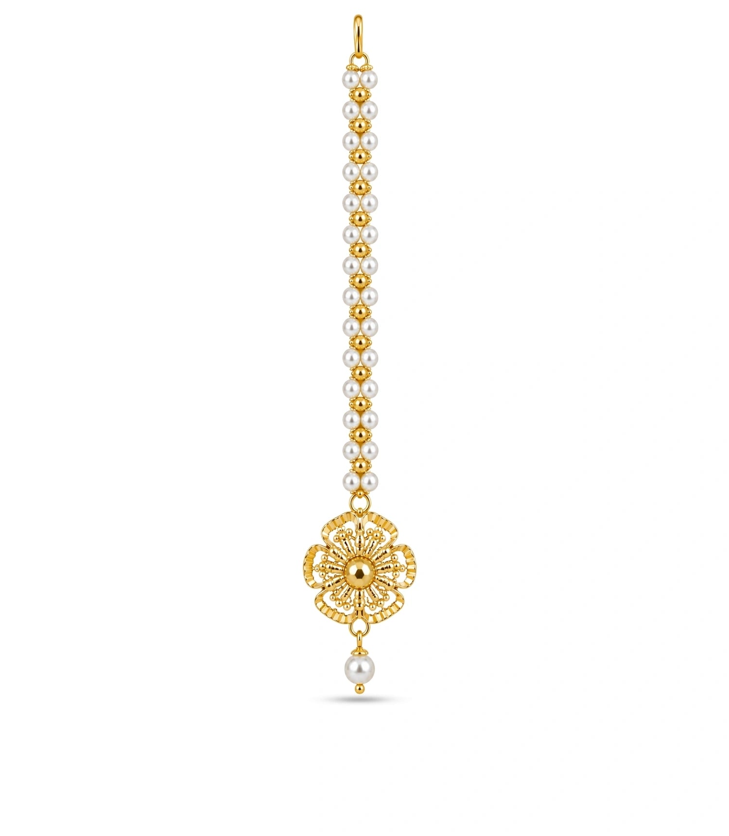 Gold Plated Elegant Pearl Maang Tika