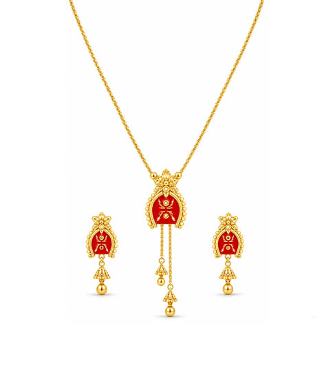 Gold Plated Festive Delicate Eanmel Lariat Necklace