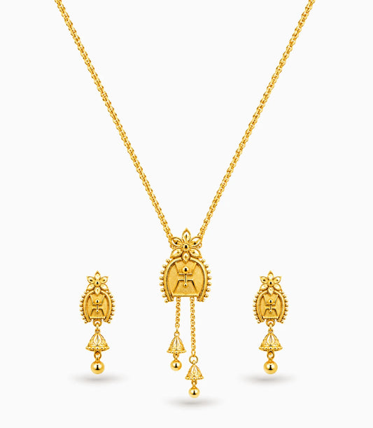 Gold Plated Enamel Swastik Lariat Necklace