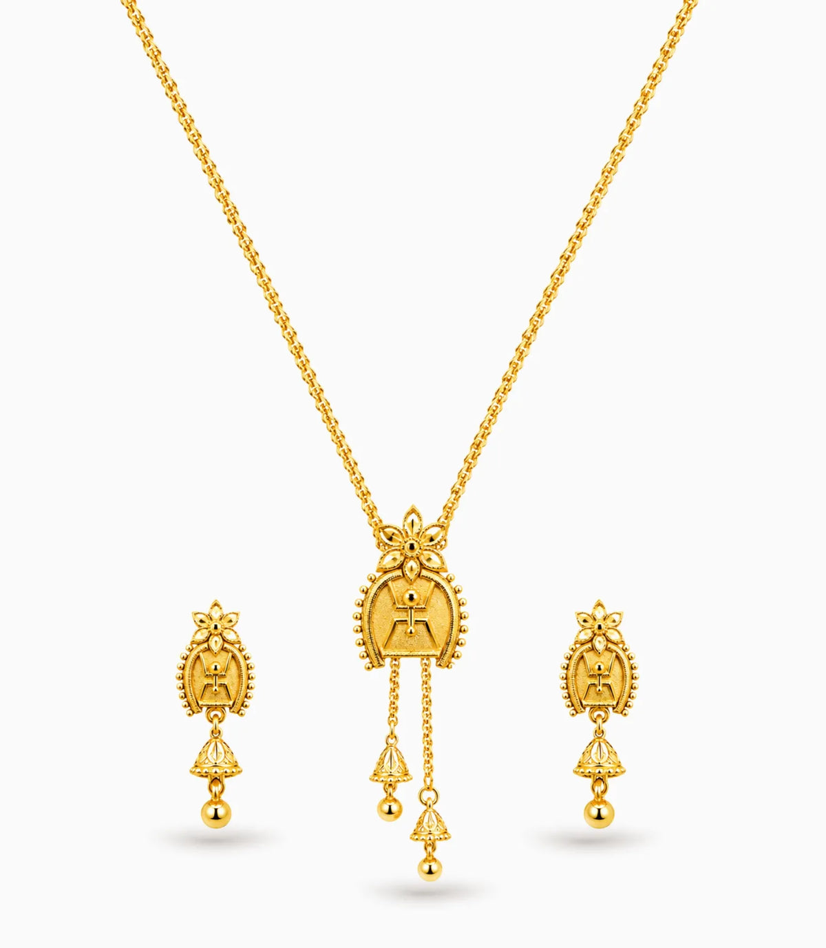 Gold Plated Enamel Swastik Lariat Necklace
