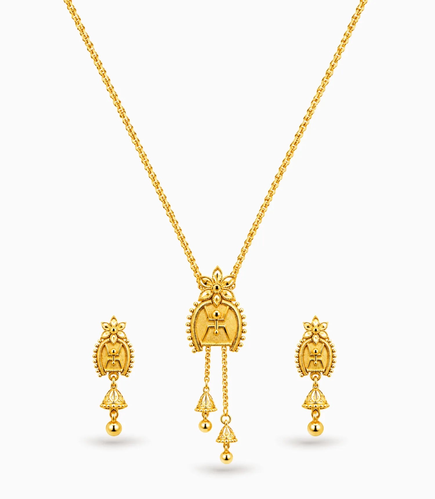 Gold Plated Enamel Swastik Lariat Necklace
