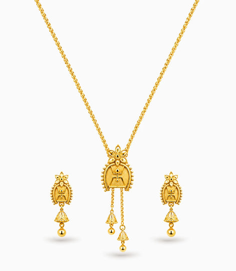 Gold Plated Enamel Swastik Lariat Necklace