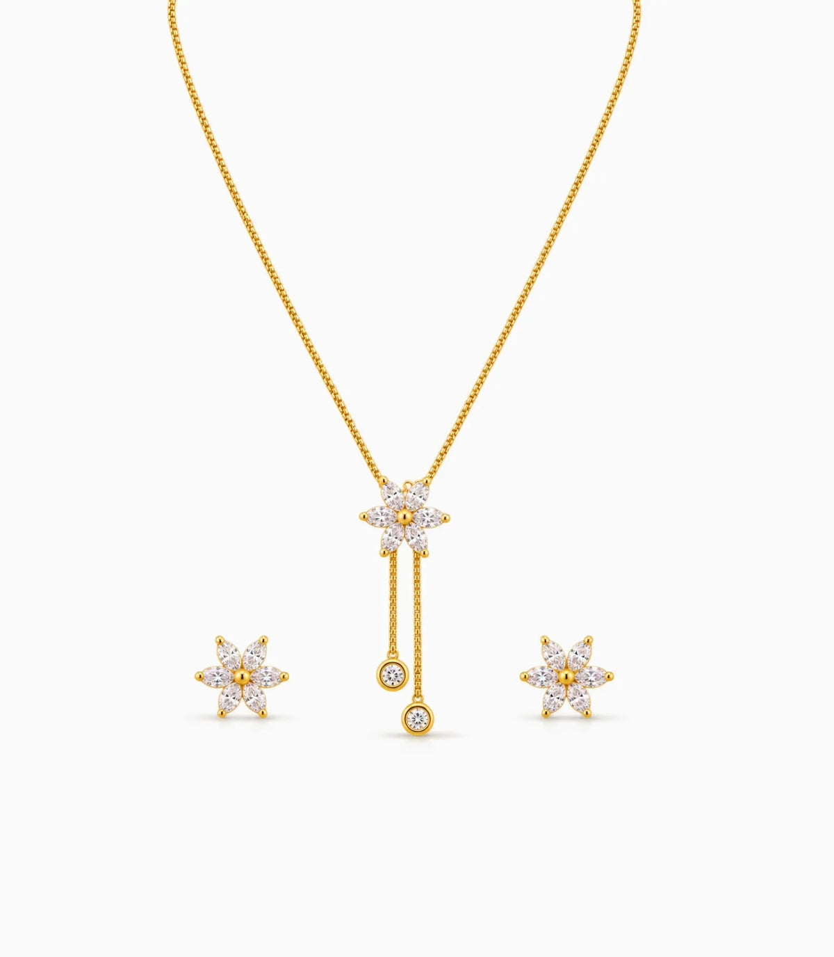 Gold Plated Delicate Chain Lariat Necklace