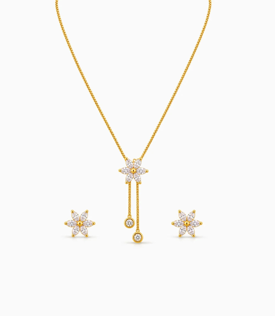 Gold Plated Delicate Chain Lariat Necklace