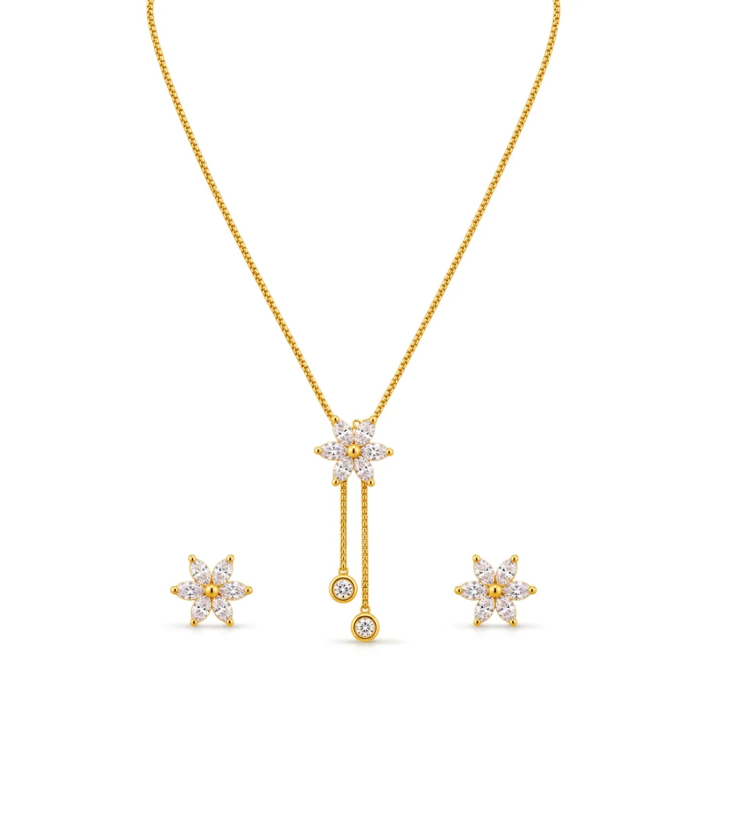 Gold Plated Delicate Chain Lariat Necklace