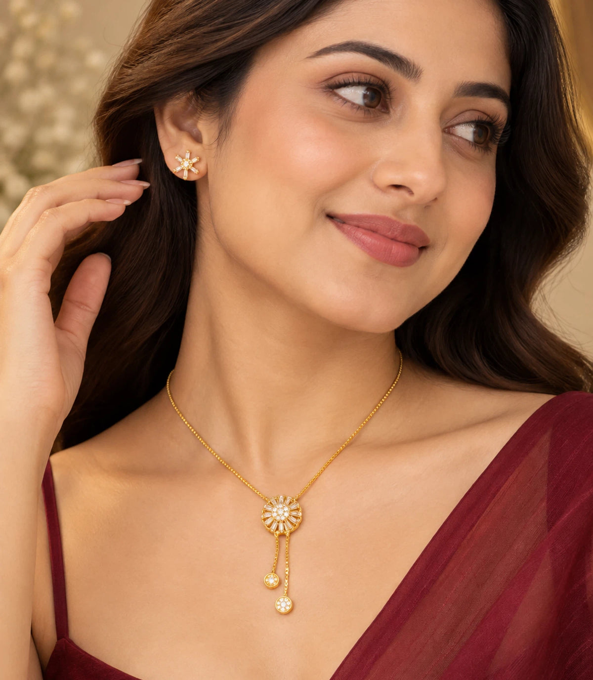 Gold Plated Refined Lariat Necklace