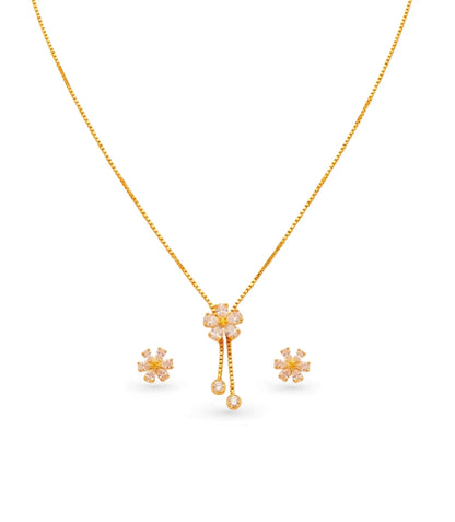 Gold Plated Minimal Floral Lariat Necklace