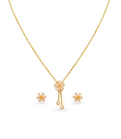 Gold Plated Minimal Floral Lariat Necklace