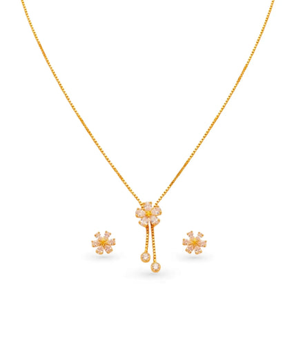 Gold Plated Minimal Floral Lariat Necklace