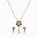 Gold Plated Green Enamel Lariat Necklace