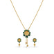 Gold Plated Green Enamel Lariat Necklace
