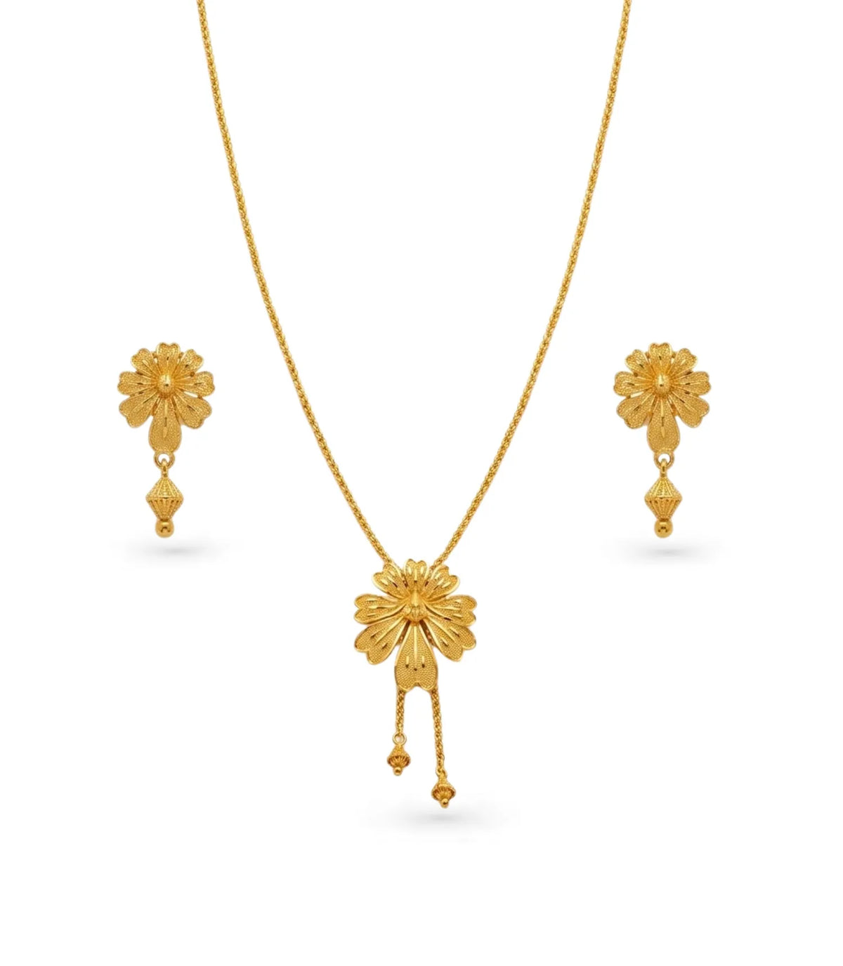 Gold Plated Floral Lariat Necklace