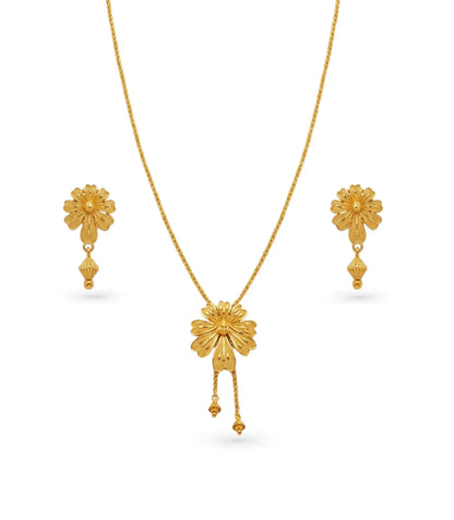 Gold Plated Floral Lariat Necklace