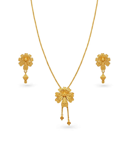Gold Plated Floral Lariat Necklace