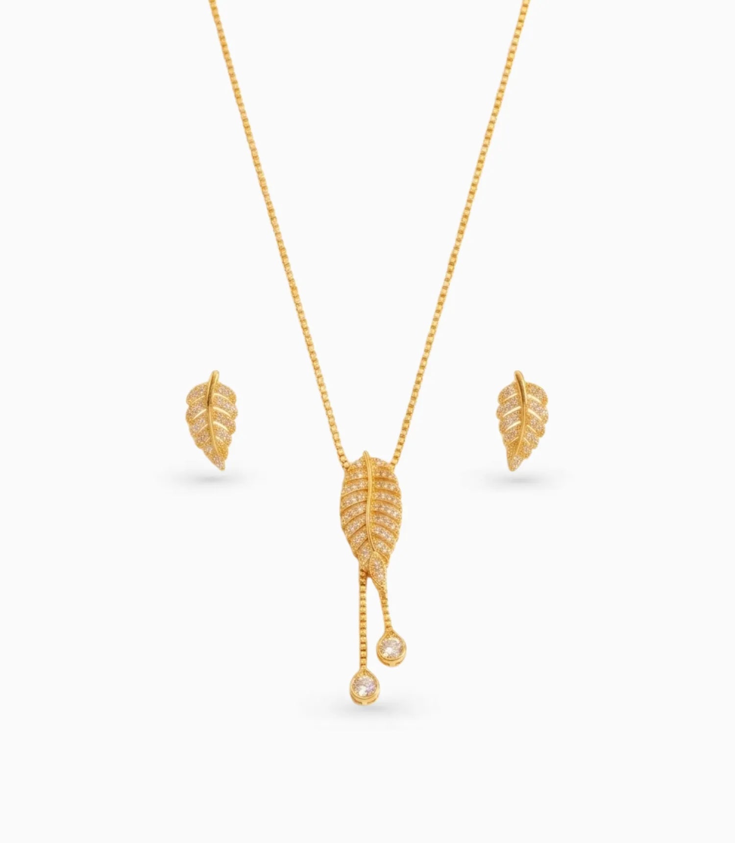 Gold Plated Petal Motif Lariat Necklace