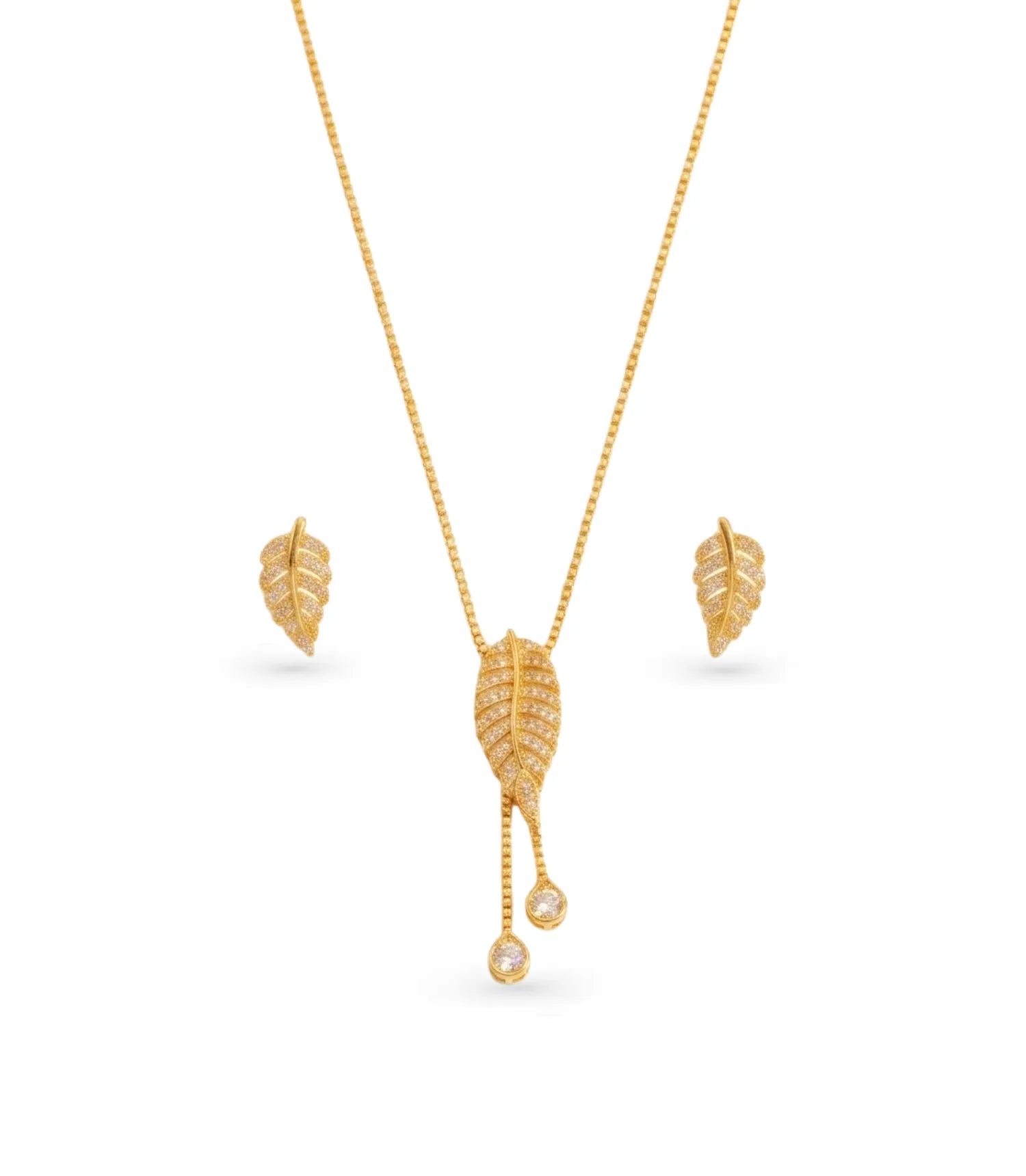 Gold Plated Petal Motif Lariat Necklace