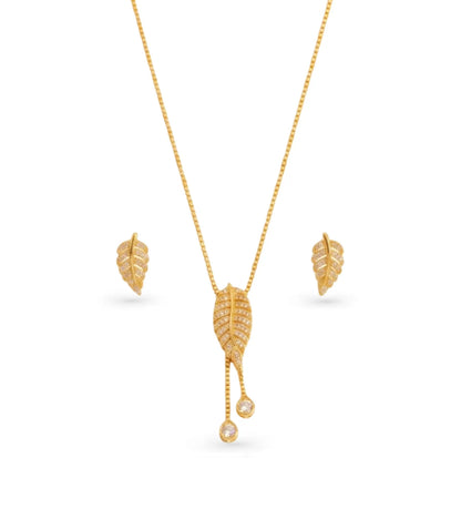 Gold Plated Petal Motif Lariat Necklace