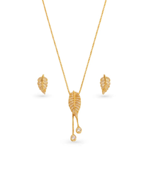 Gold Plated Petal Motif Lariat Necklace