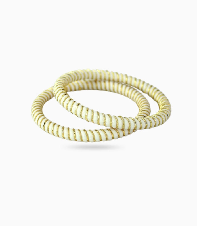 Gold Plated White Simple Pola Bangle Set