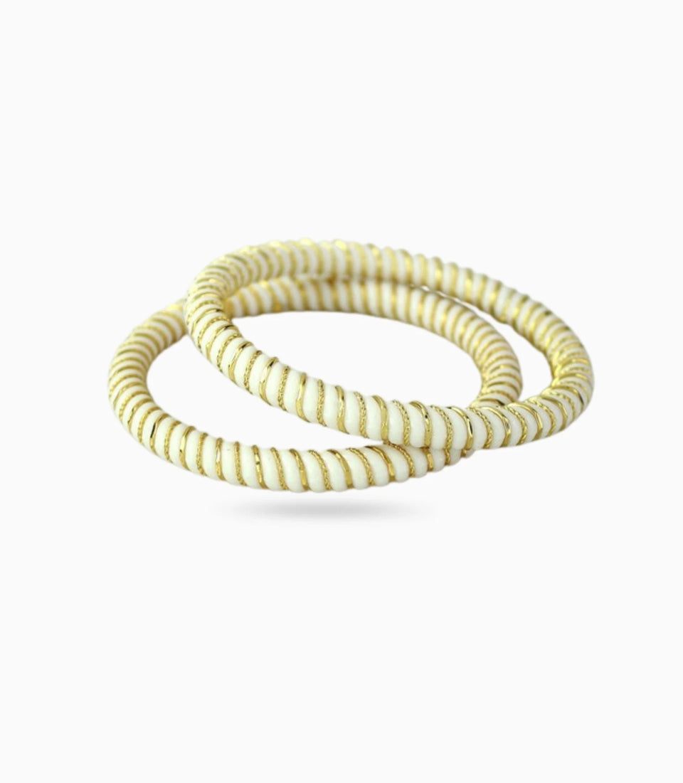 Gold Plated White Simple Pola Bangle Set