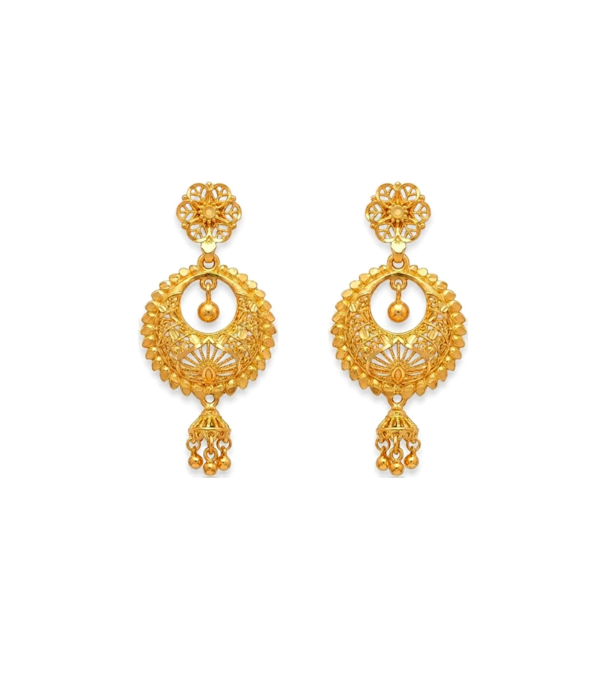 Gold Plated Distinctive Chandbali Earrings