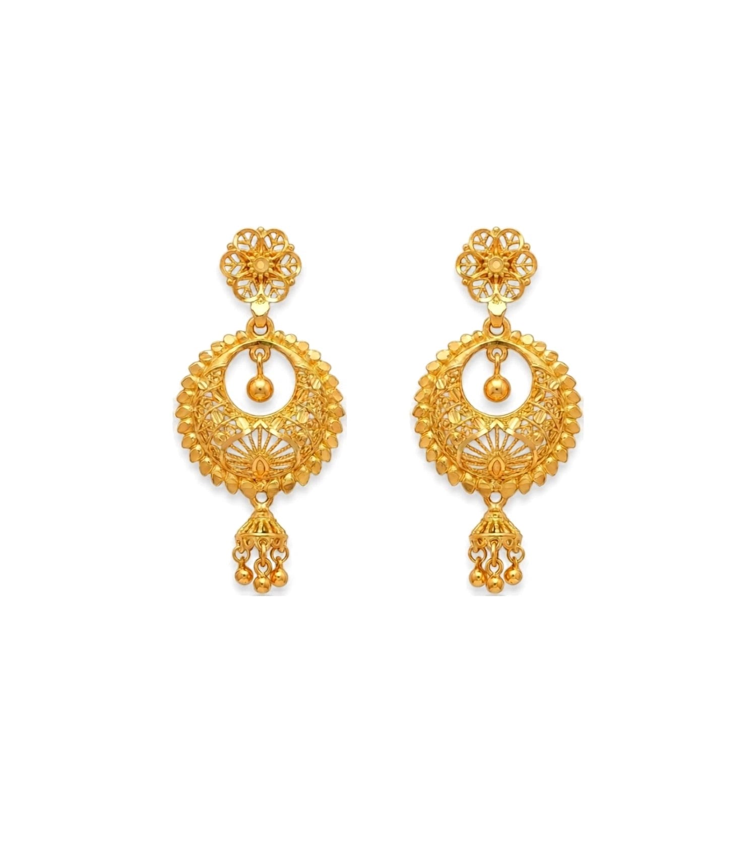Gold Plated Distinctive Chandbali Earrings