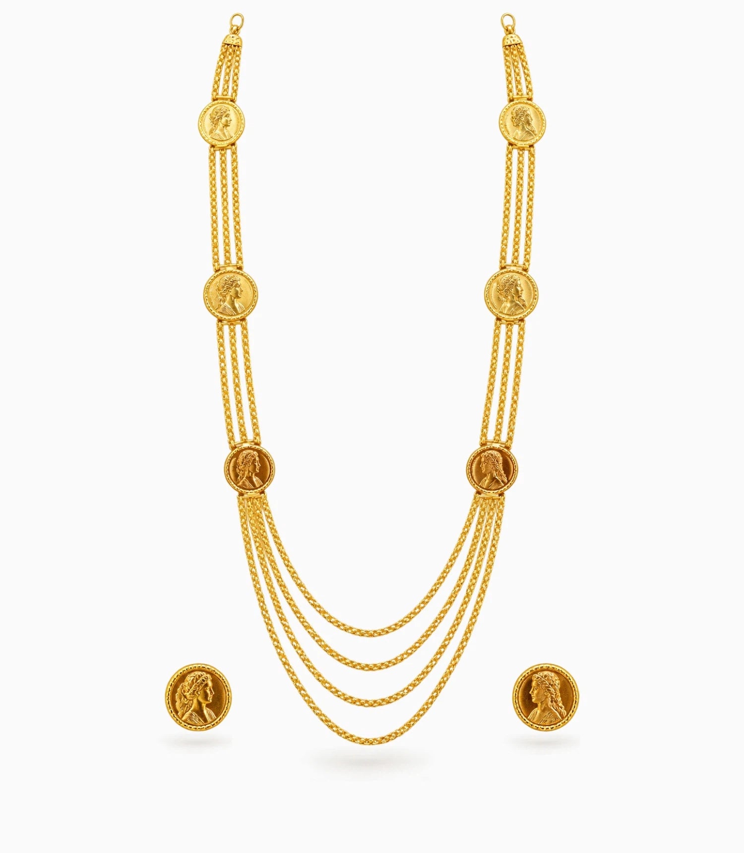 Gold Plated Coin Inspired Layered Necklace
