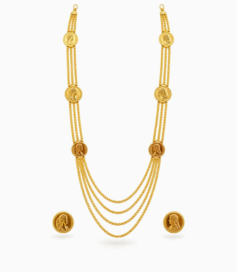 Gold Plated Coin Inspired Layered Necklace