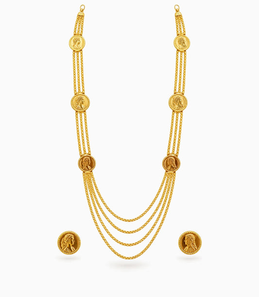 Gold Plated Coin Inspired Layered Necklace
