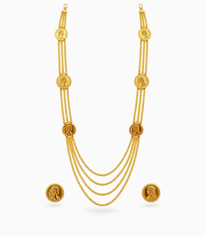 Gold Plated Coin Inspired Layered Necklace