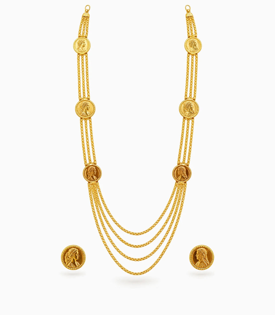 Gold Plated Coin Inspired Layered Necklace