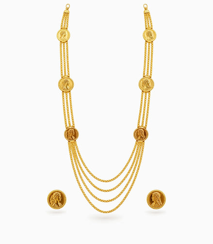Gold Plated Coin Inspired Layered Necklace