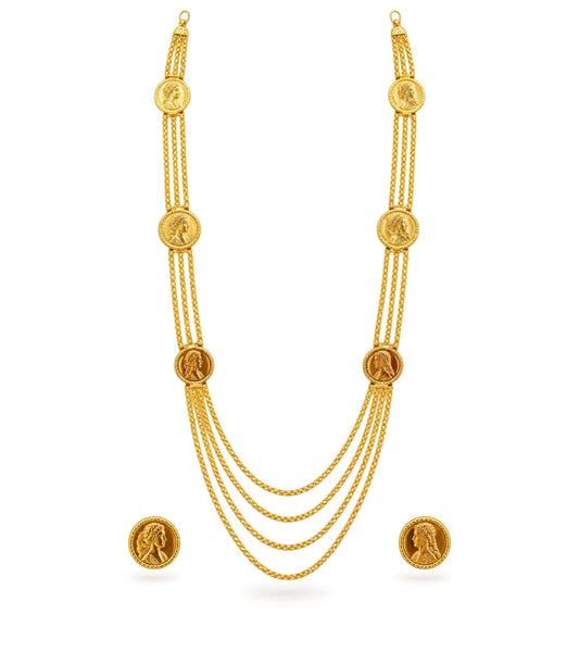 Gold Plated Coin Inspired Layered Necklace