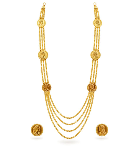 Gold Plated Coin Inspired Layered Necklace