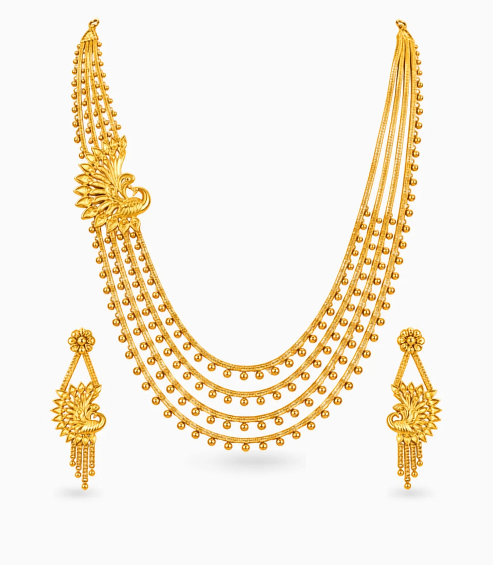 Gold Plated Layered Long Necklace