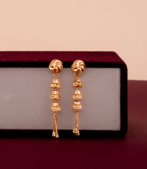 Gold Plated 3 Layered Dangler Earrings