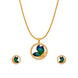 Gold Plated Enamel Round Butterfly Chain Pendant Set