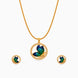 Gold Plated Enamel Round Butterfly Chain Pendant Set